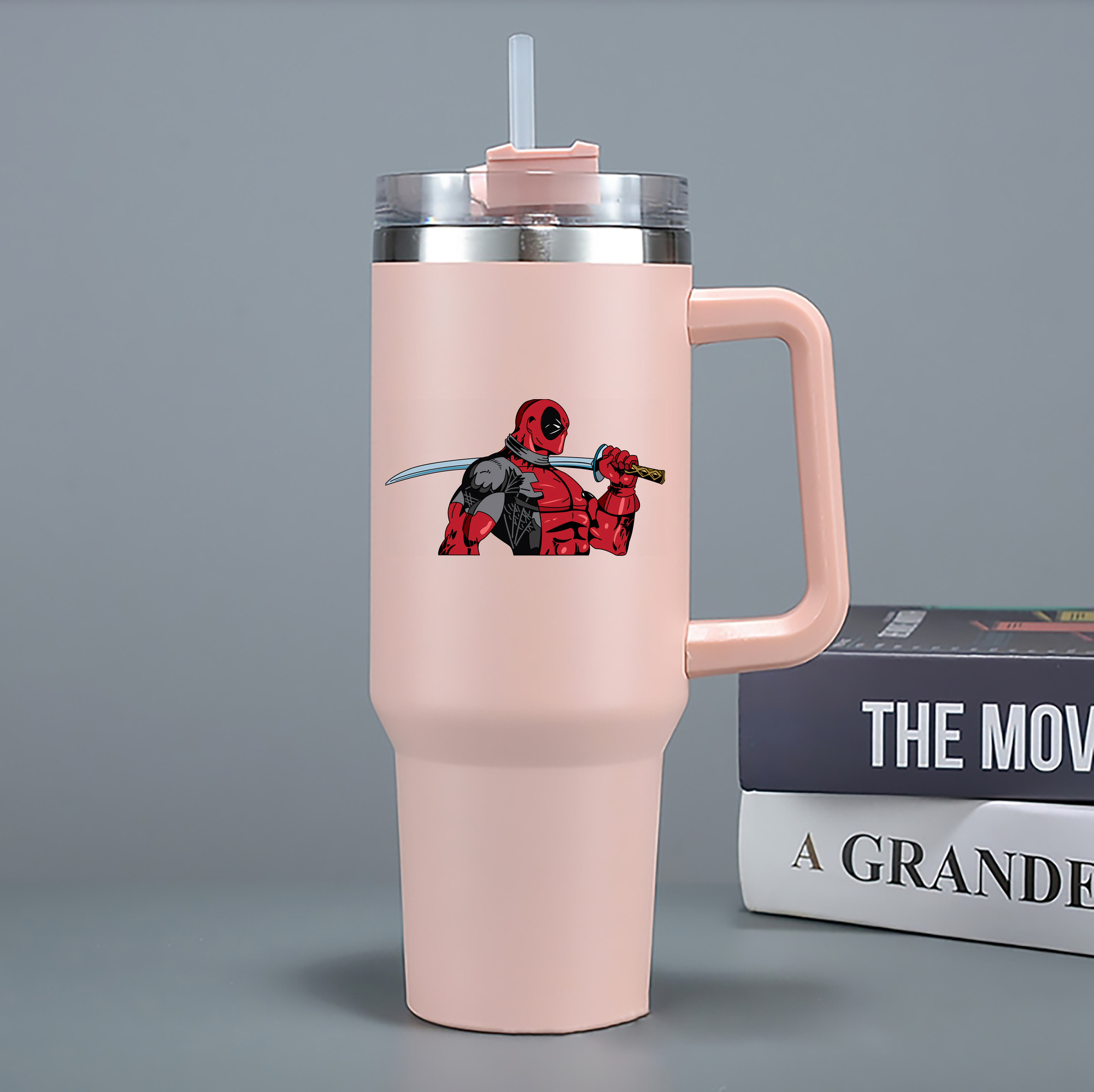 （画像用） Deadpool デッドプール 1200mL車用タンブラー - クリスタルステッカー（プラスチックストロー付き）